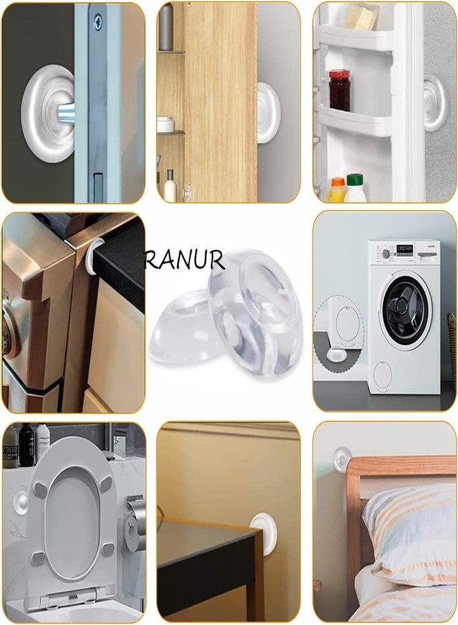 RANUR Wash and Reusable Door Knob Wall Protector Transparent Round Silicone Glossy Door Handle Bumper for Doorknobs, Headboard, Refrigerator Door, Cabinets (Round Pack of 6) - Image 4